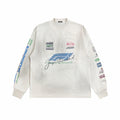 Graffiti Patch Washed Spray Color Distressed Crew Neck Long Sleeve T-Shirt