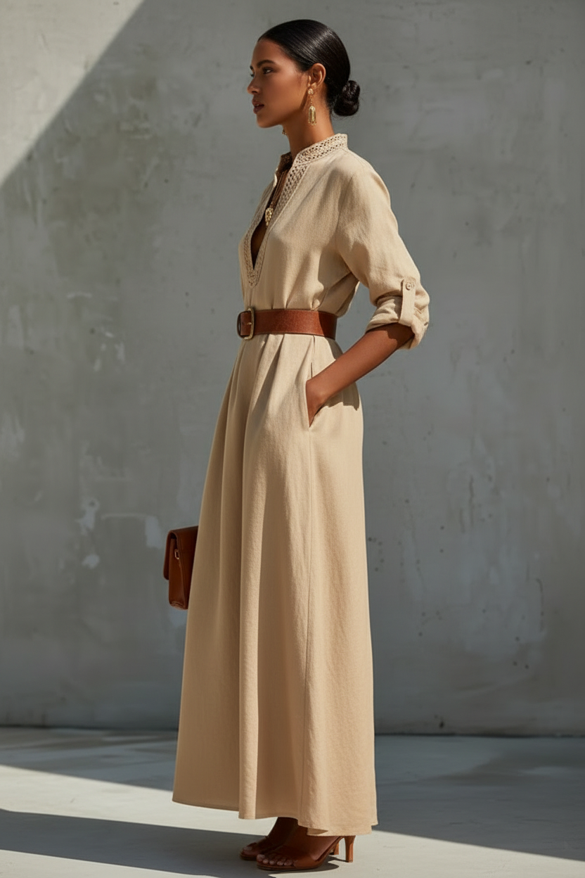Vestido Camel Largo