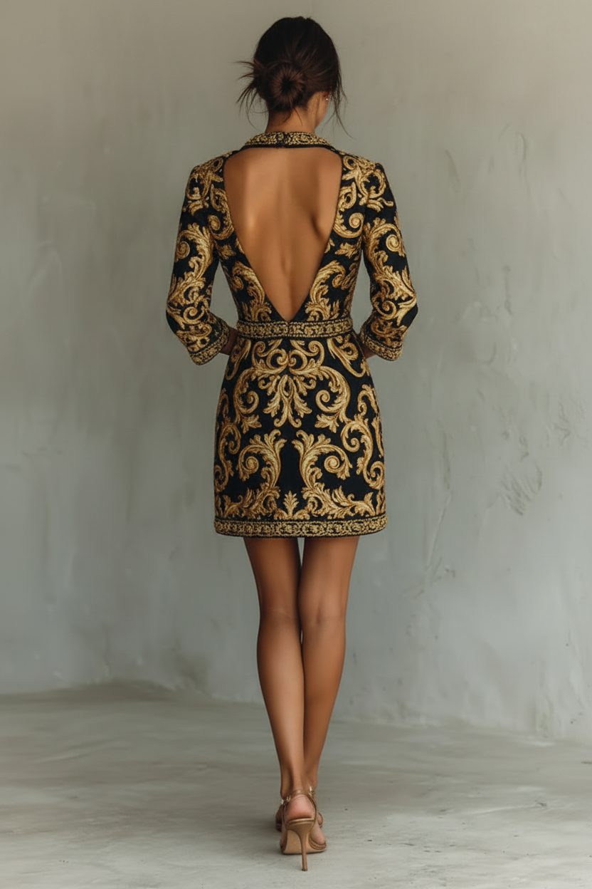 Vestido Negro y Dorado
