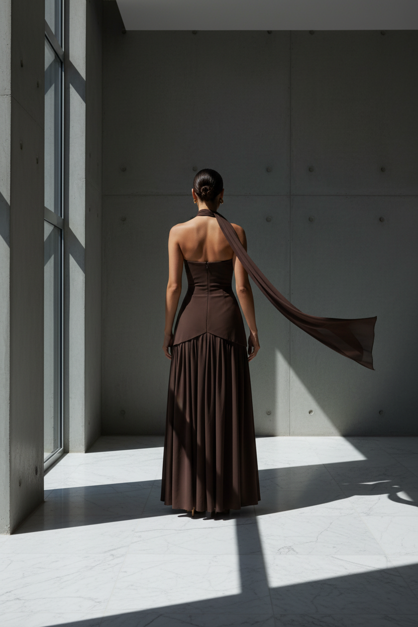 Maxi Dress Brown - Back View Interior