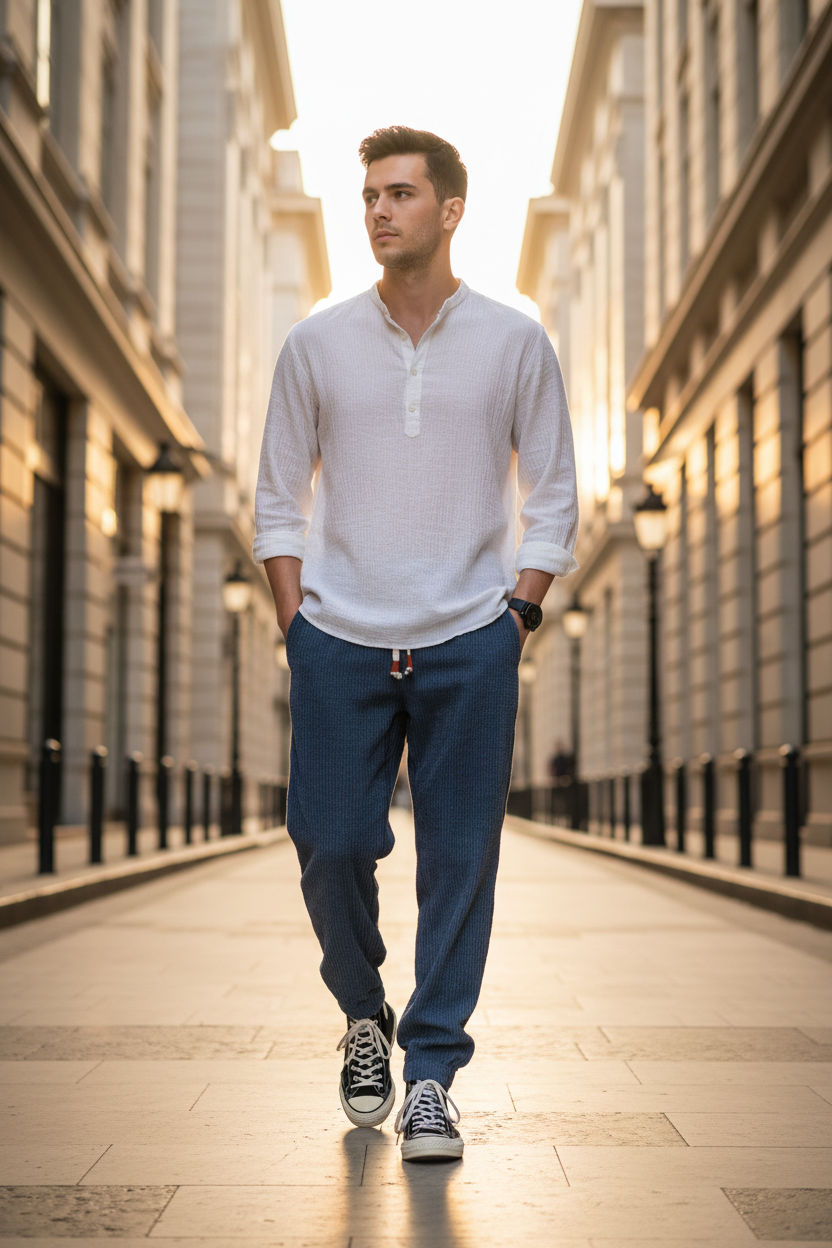 Pantalón Jogger de Pana Azul | Estilo Urbano para Hombre
