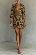Vestido negro dorado frente